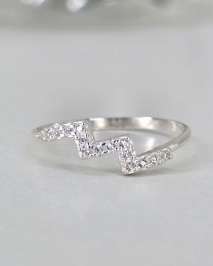 Anillo zig zag de plata 925 con pave