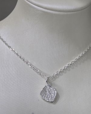 Cadena de Plata con dije de hoja, extensor largo