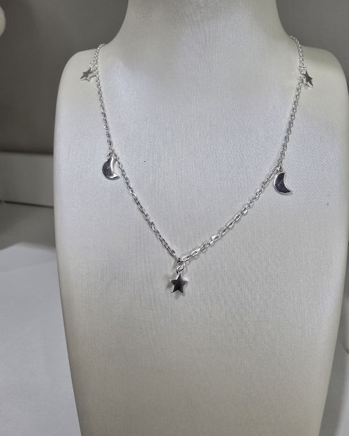 Choker estrella luna de Plata 925