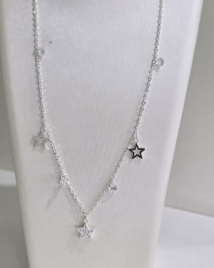 Choker estrellas caladas punto de luz, gargantilla con dijes