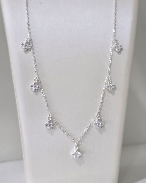 Chocker de flores Plata 925 con extensor largo