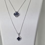 Cadena con trebol nacar y cubic de plata rodinada