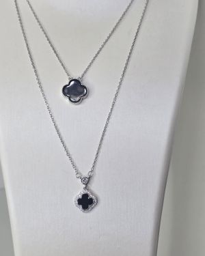 Cadena con trebol nacar y cubic de plata rodinada