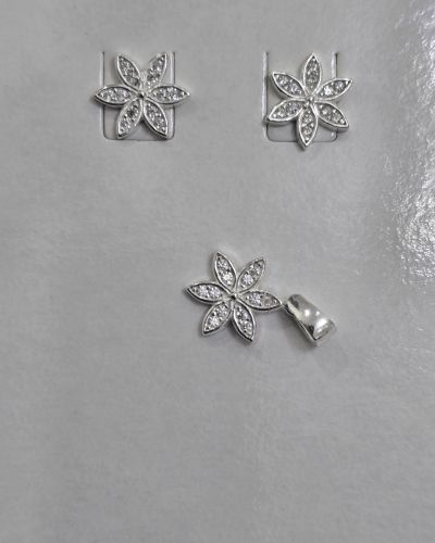 Conjunto Flor aros más dije Plata 925