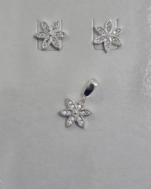 Conjunto Flor aros más dije Plata 925