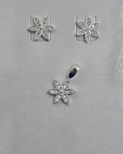 Conjunto Flor aros más dije Plata 925