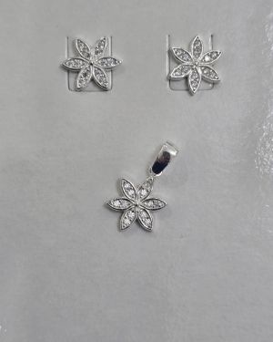 Conjunto Flor aros más dije Plata 925