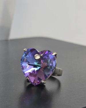 Anillo de cristal sw de 18mm tonalidad turquesa &violeta