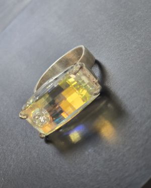 Anillo urbin rectangular de cristal sw aurora boreal