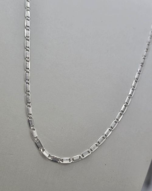 Cadena de Plata eslabón chato brillante