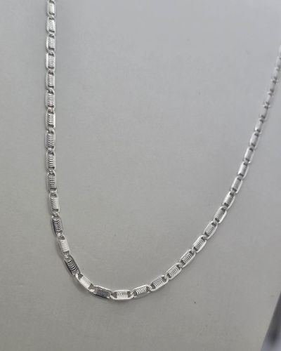 Cadena de Plata eslabón chato brillante