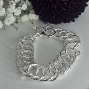 Importante pulsera de plata italiana eslabones encadenados