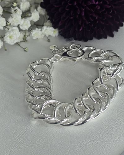 Importante pulsera de plata italiana eslabones encadenados