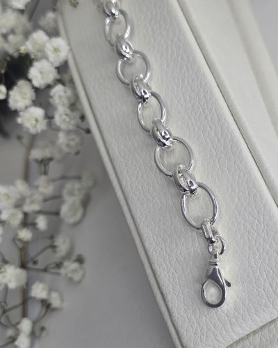 Pulsera ancha de plata italiana eslabones grandes