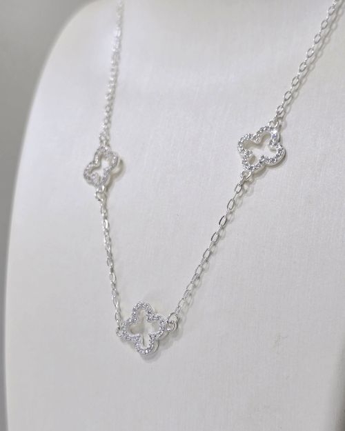 Gargantilla treboles calados plata con cubics