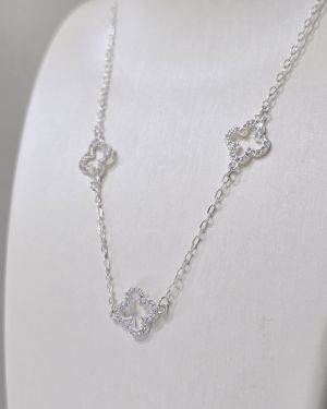 Gargantilla treboles calados plata con cubics