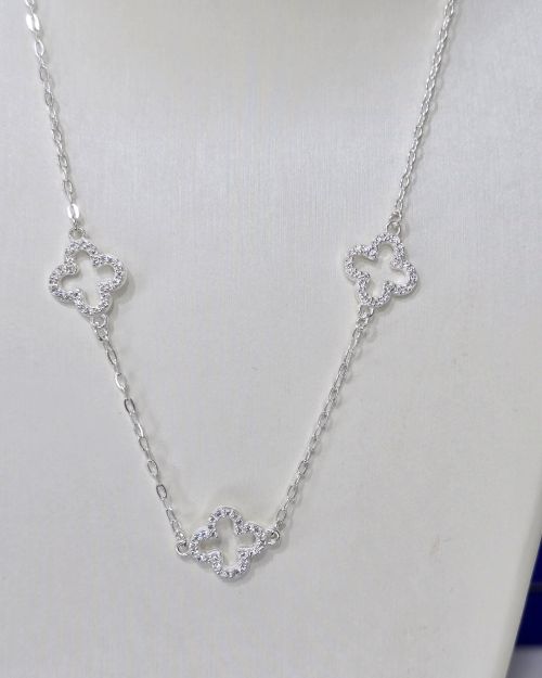 Gargantilla treboles calados plata con cubics