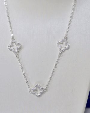 Gargantilla treboles calados plata con cubics