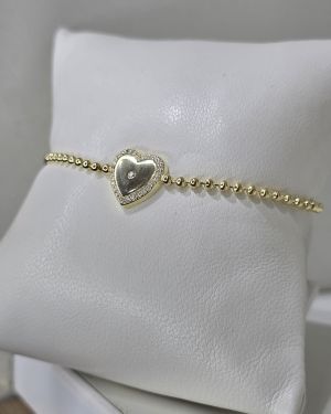 Pulsera Gold de corazón con bolitas