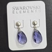 Aros pasantes gota tonalidad violeta de cristales swarovski