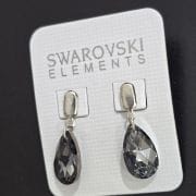 Aros pasantes de cristal swarovski gris humo gota