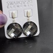 Aros cristal swawovski circular gris humo