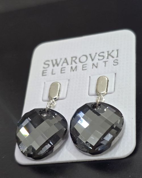 Aros cristal swawovski circular gris humo