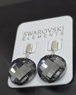 Aros cristal swawovski circular gris humo