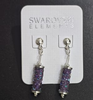Aros rocket de cristal swarovski tonalidad violeta