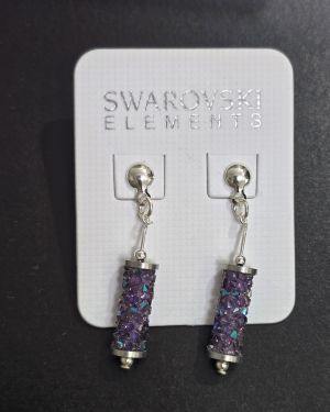 Aros rocket de cristal swarovski tonalidad violeta