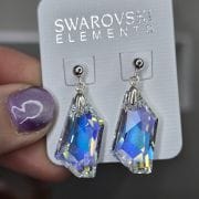 Aros cristales swarovski aurora boreal trapezoide