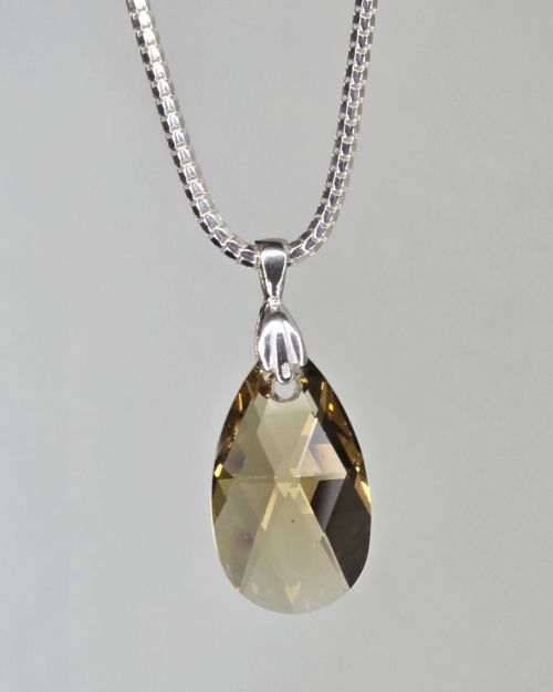 Dije grande de gota cristal ambar swarovski