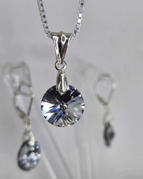 Dije cristal swarovski circular plateado