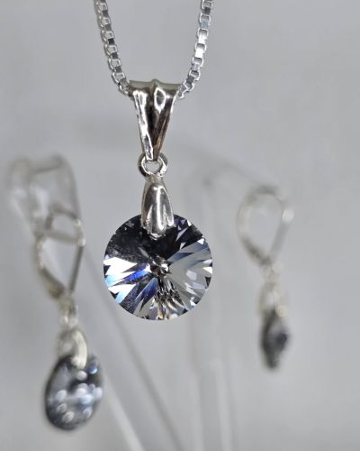 Dije cristal swarovski circular plateado