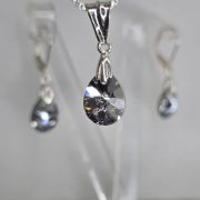 Dije oval plateado plata 925 cristal swarovski