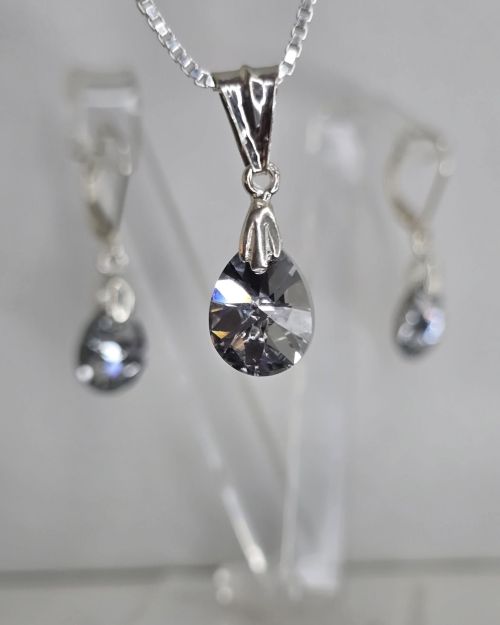 Dije oval plateado plata 925 cristal swarovski