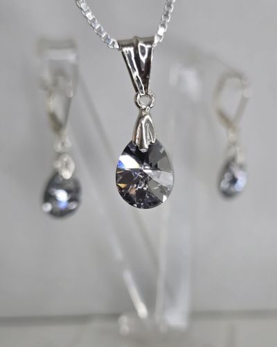 Dije oval plateado plata 925 cristal swarovski