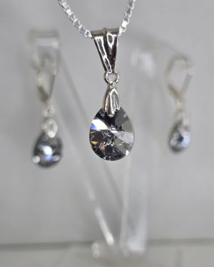 Dije oval plateado plata 925 cristal swarovski