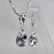 Dije oval plateado plata 925 cristal swarovski