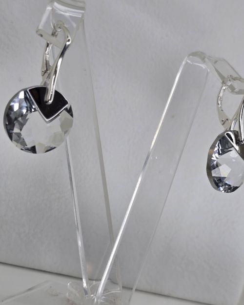 Nueva colección zarcillo cristal cricular con brisura y combinación plateada