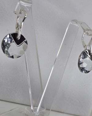 Nueva colección zarcillo cristal cricular con brisura y combinación plateada