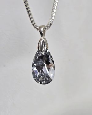 Dije cristal sw gota grande gris plateado