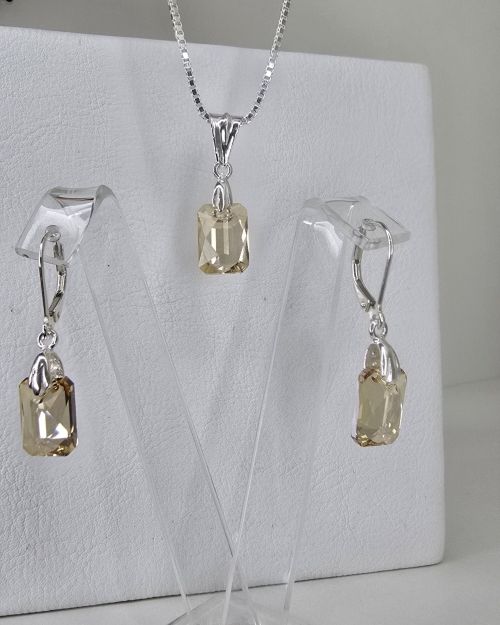 Dije cristal cuadrado ambar swarovski