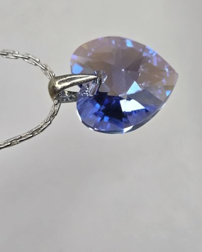 Dije cristal swarovski grande 24 mm corazón celeste pastel