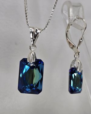 Dije cuadrado de cristal swarovski tonalidad celeste &verde