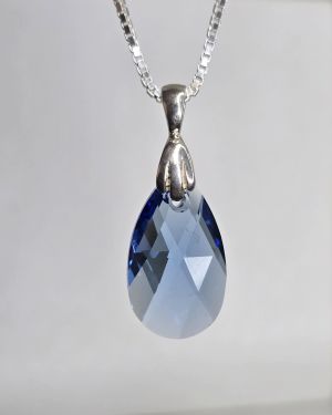 Dije grande de gota cristal swarovski celeste