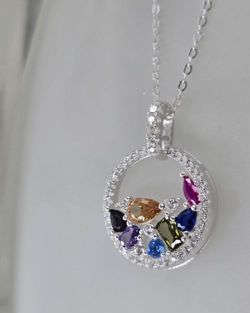 Gargantilla punto de luz circular cubic colores