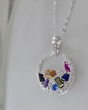 Gargantilla punto de luz circular cubic colores