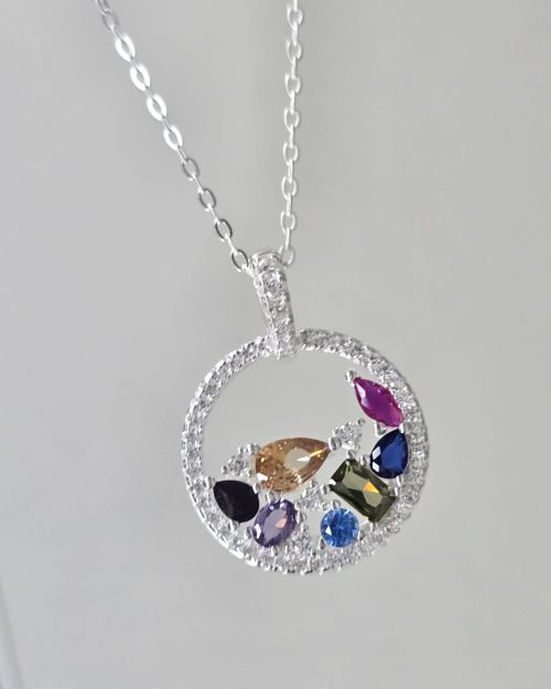 Gargantilla punto de luz circular cubic colores