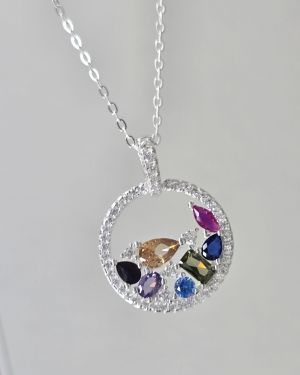 Gargantilla punto de luz circular cubic colores